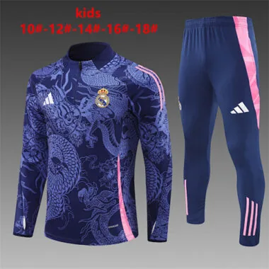 24-25 Real Madrid Kids Long Sleeve Training Suit Football Shirts(3)