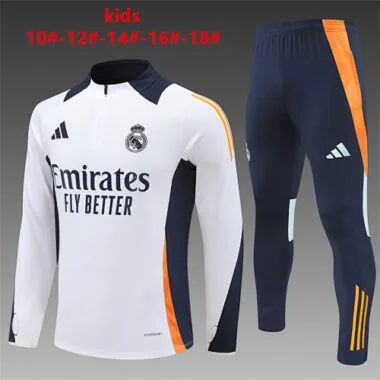 24-25 Real Madrid Kids Long Sleeve Training Suit Football Shirts(4)