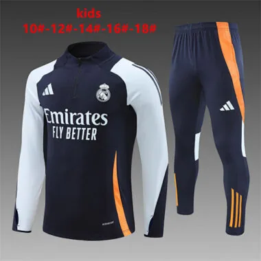 24-25 Real Madrid Kids Long Sleeve Training Suit Football Shirts(5)