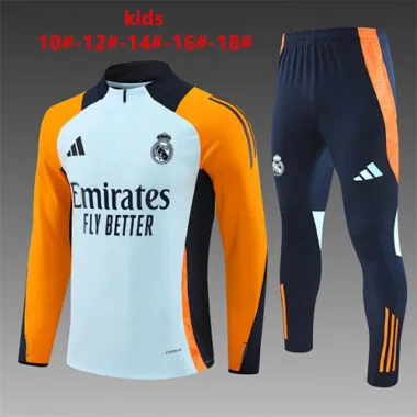 24-25 Real Madrid Kids Long Sleeve Training Suit Football Shirts(6)