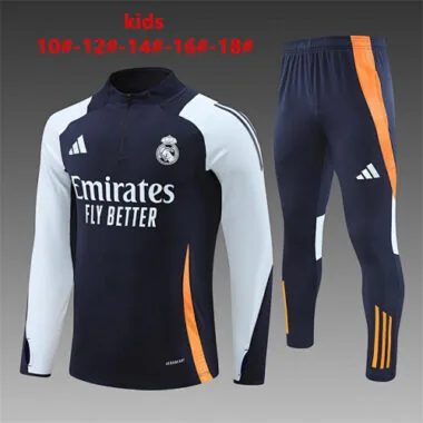 24-25 Real Madrid Kids Long Sleeve Training Suit Football Shirts(7)