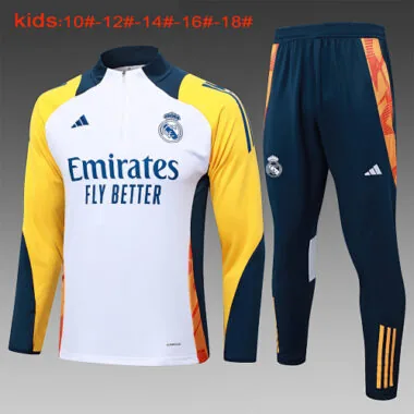 24-25 Real Madrid Kids Long Sleeve Training Suit Football Shirts(9)