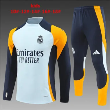 24-25 Real Madrid Kids Long Sleeve Training Suit Football Shirts(11)