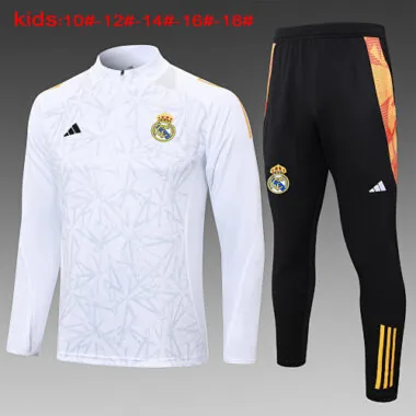 24-25 Real Madrid Kids Long Sleeve Training Suit Football Shirts(13)