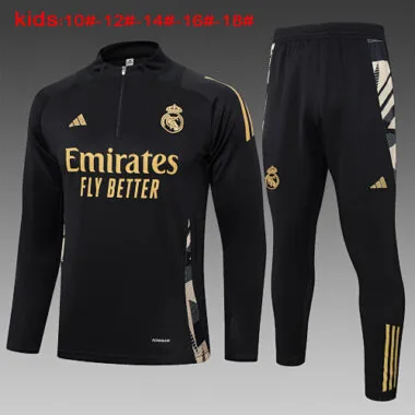 24-25 Real Madrid Kids Long Sleeve Training Suit Football Shirts(14)