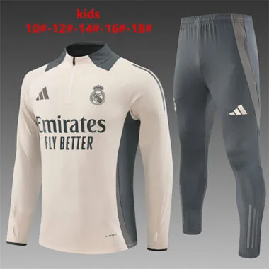 24-25 Real Madrid Kids Long Sleeve Training Suit Football Shirts(15)