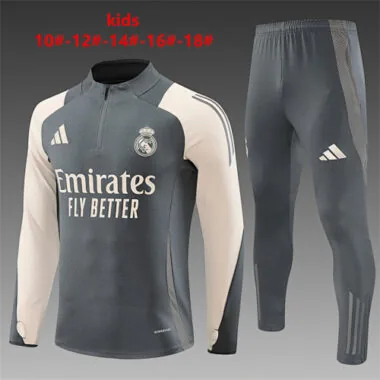 24-25 Real Madrid Kids Long Sleeve Training Suit Football Shirts(16)