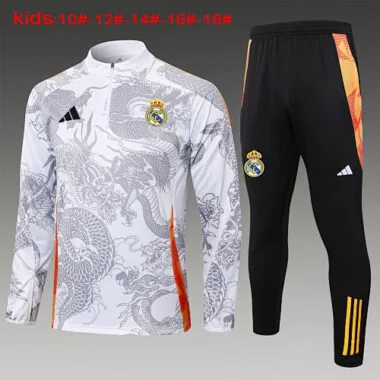 24-25 Real Madrid Kids Long Sleeve Training Suit Football Shirts(17)