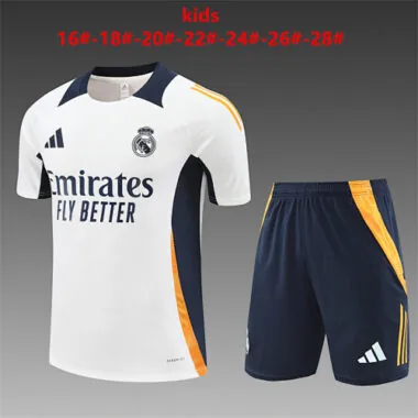 24-25 Real Madrid Training Kids Soccer Jerseys Football Shirts(2)