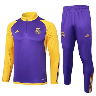 23-24 Real Madrid Long Sleeve Tracksuit Purple&Yellow Training Suits Jerseys World Yupoo