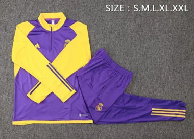 23-24 Real Madrid Long Sleeve Tracksuit Purple&Yellow Training Suits Jerseys World