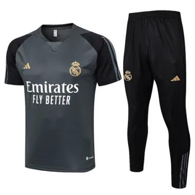 23-24 Real Madrid Grey Tracksuit Short Sleeve Training Suits Jerseys World Yupoo