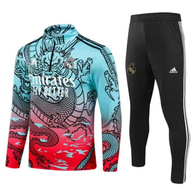 23-24 Real Madrid Red&Blue Training Suit Long Sleeve Kits Cheap Jerseys Yupoo
