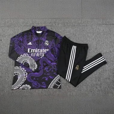 23-24 Real Madrid Purple Training Suit Long Sleeve Sweat Kits Best Jerseys
