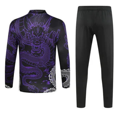 23-24 Real Madrid Purple Training Suit Long Sleeve Sweat Kits Best Jerseys