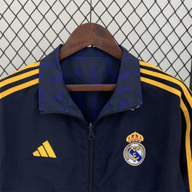 23-24 Real Madrid Trench Coat Reversible Windbreaker Navy