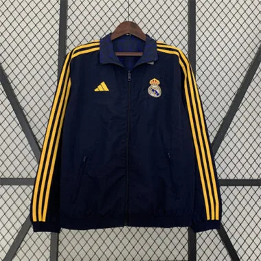 23-24 Real Madrid Trench Coat Reversible Windbreaker Navy