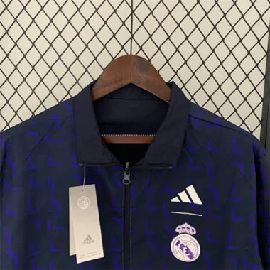 23-24 Real Madrid Trench Coat Reversible Windbreaker Navy