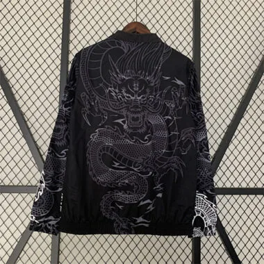 23-24 Real Madrid Trench Coat Reversible Dragon Windbreaker Black