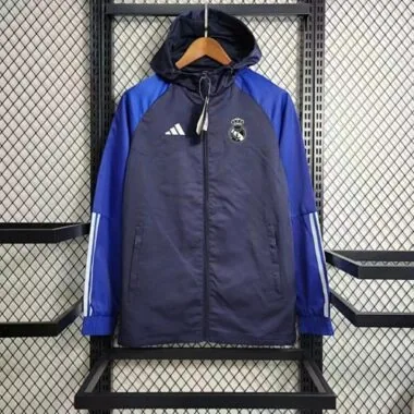 23-24 Real Madrid Windbreaker Navy Jackets Blue Sleeve Yupoo