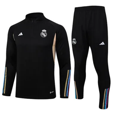 23-24 Real Madrid Long Sleeve Kits Black Training Suits Football Jerseys Yupoo