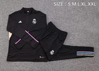 23-24 Real Madrid Long Sleeve Kits Black Training Suits Football Jerseys