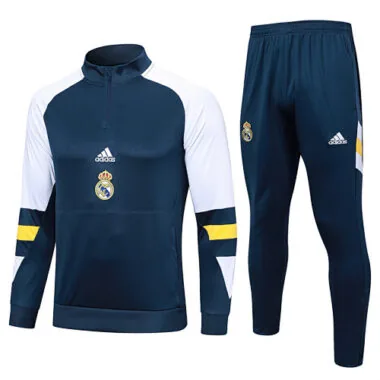 23-24 Real Madrid Long Sleeve Kits Navy Half-Pull Training Suits Soccer Jerseys Yupoo(6)