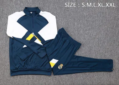23-24 Real Madrid Long Sleeve Kits Navy Half-Pull Training Suits Soccer Jerseys (6)