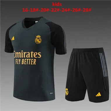 23-24 Real Madrid Kids Kits Black Short Traning Suits Soccer Jerseys Yupoo