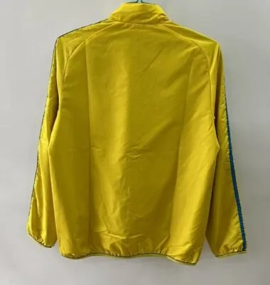 25-26 Barcelona Yellow&amp;Blue Trench Coat Reversible Windbreaker Double-Sides Jacket