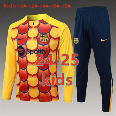 24-25 Barcelona Kids Long Sleeve Training Suit Football Shirts
