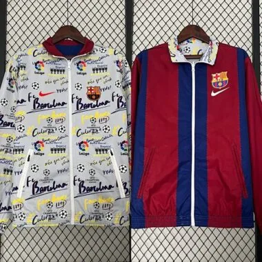 23-24 Barcelona Reversible Windbreaker Red&White Double-Sides Jacket Best Jerseys Yupoo