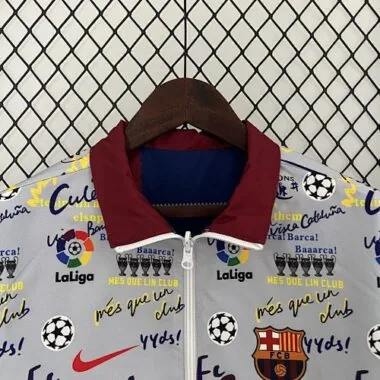 23-24 Barcellona: giacca a vento reversibile rossa e bianca, giacca a doppio lato, le migliori maglie
