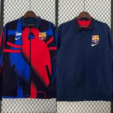 23-24 Barcelona Reversible Windbreaker Red&Navy Special Edition Style Double-Sides Jacket For Sale