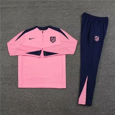 24-25 Atletico Madrid Long Sleeve Tracksuit Pink Training Suits Soccer Jerseys