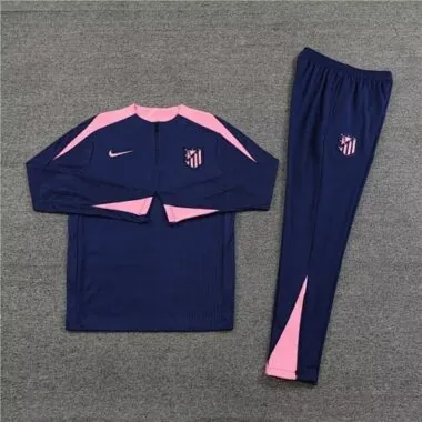 24-25 Atletico Madrid Long Sleeve Tracksuit Navy Training Suits Soccer Jerseys