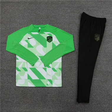 23-24 Atletico Madrid Long Sleeve Green Zipper Training Suits Jersey