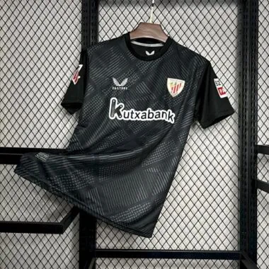 24-25 Camisola preta de guarda-redes do Athletic de Bilbau Equipamentos de futebol Futebol