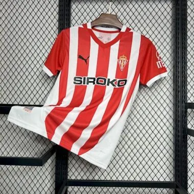 24-25 Sporting de Gijón thuisshirt Voetbaltenues Voetbal