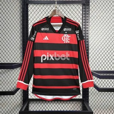 24-25 Flamengo Home Kit Long Sleeve with All Sponsor Football AAAAJersey Yupoo