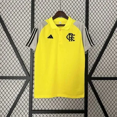 2024 Flamengo Training Yellow Polo Shirt Jersey Supplier Yupoo