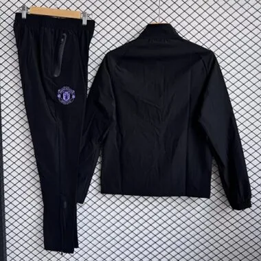 26-27 Manchester United Black Windbreaker Jackets Kit Soccer T-Shirt