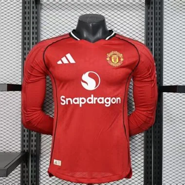 25-26 Manchester United Home Long Sleeves Kit Player Version Soccer
