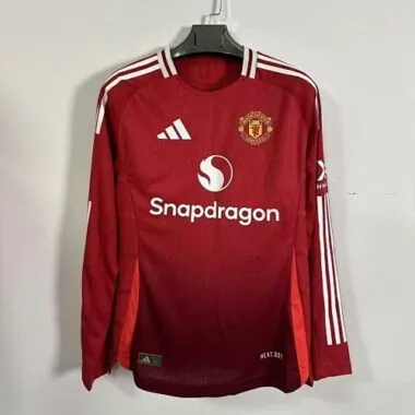 25-26 Manchester United Home Red Long Sleeves Kit Soccer T-Shirt