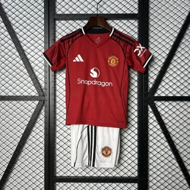 25-26 Manchester United Home Kids Kit Soccer T-Shirt