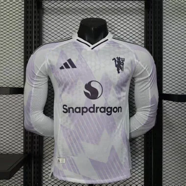 25-26 Manchester United Away Long Sleeves Kit Player Version Soccer T-Shirt