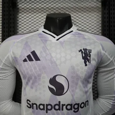 25-26 Manchester United Away Long Sleeves Kit Player Version Soccer T-Shirt