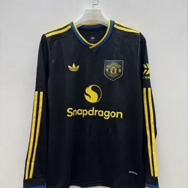 25-26 Manchester United Third Black Long Sleeves Kit Soccer T-Shirt