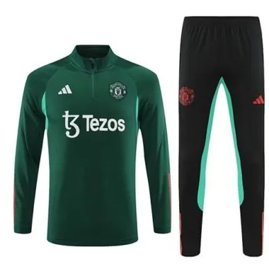 23-24 Manchester United Long Sleeve Tracksuit Green Training Suits Jersey