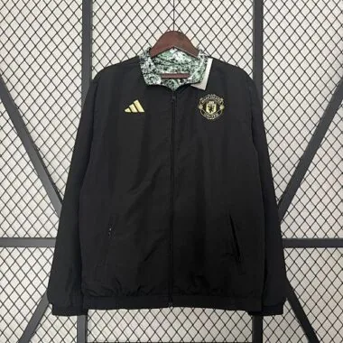 24-25 Manchester United Green and Black Reversible Windbreaker Double-Sides Jacket